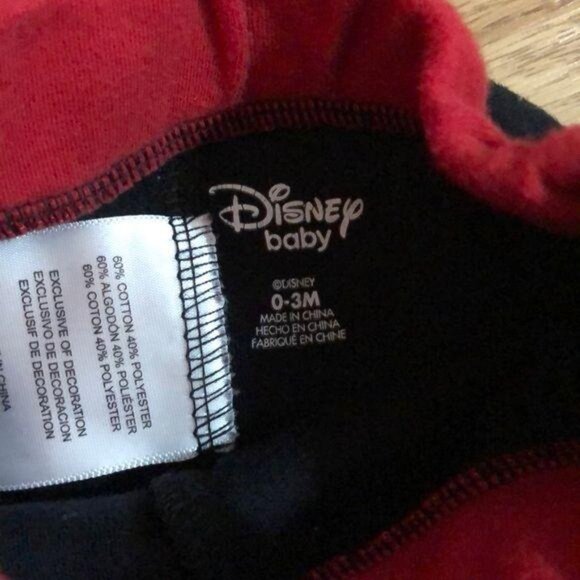 Disney Baby Mickey Mouse Bodysuit & Pants Set 0-3M Cotton/Polyester Black/Red - Picture 4 of 8